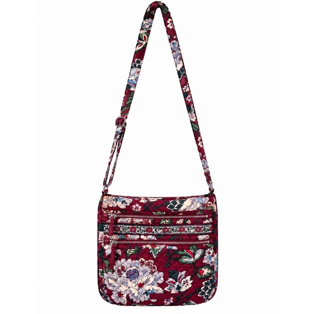 Vera Bradley Triple Zip Hipster Crossbody Bag - Bordeaux Blooms Quilted Floral
